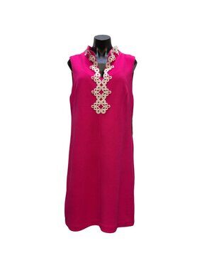NWT Vince Camuto Pink Sleeveless Dress With White Embroidery Size 16